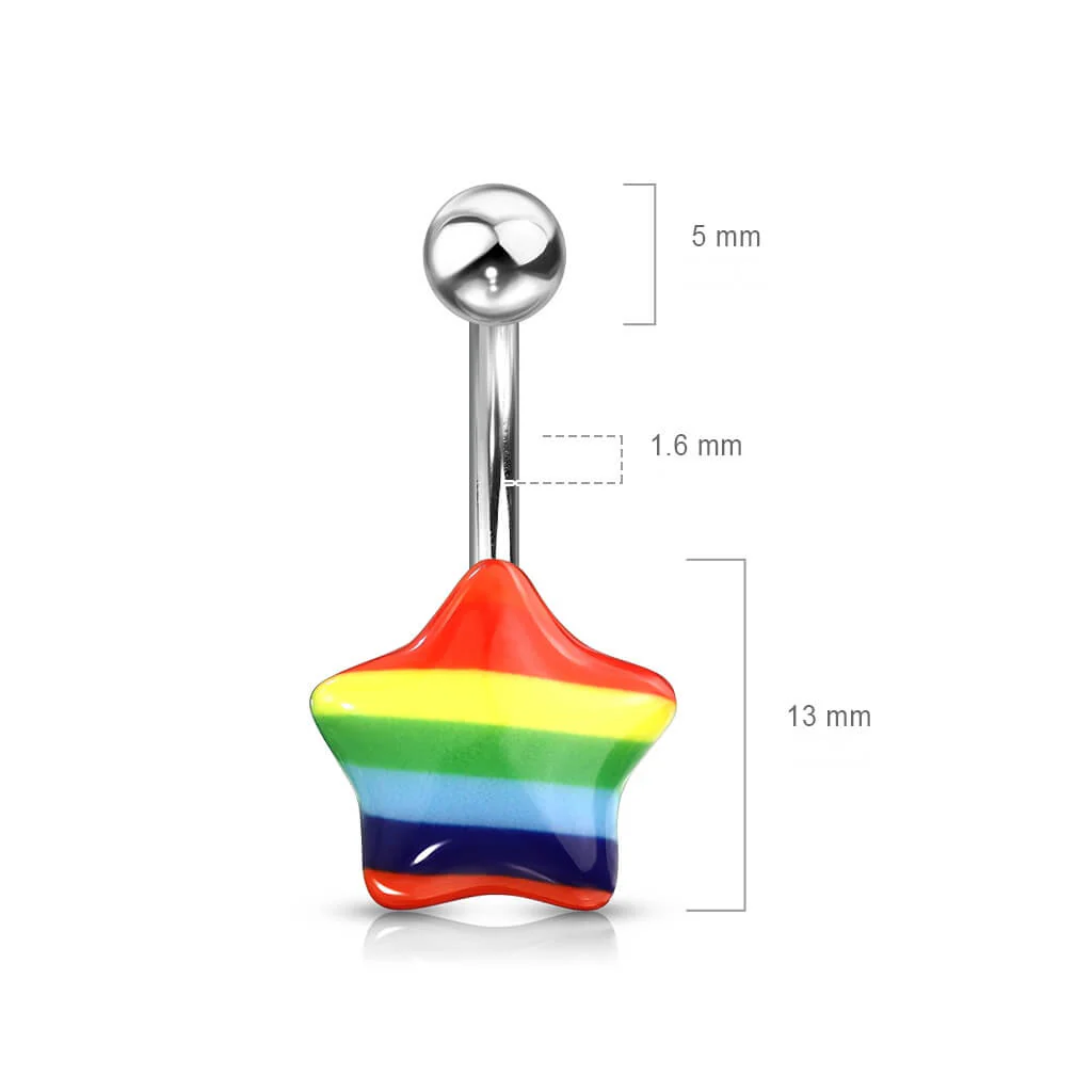 Belly Button Piercing Star Rainbow Silver - Image 2