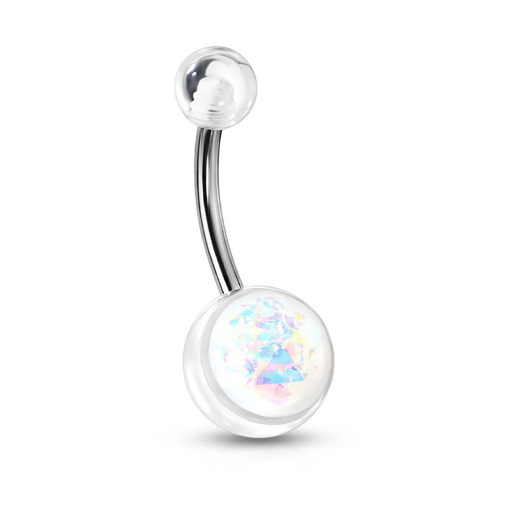 Belly Button Piercing Opal Silver - Image 6
