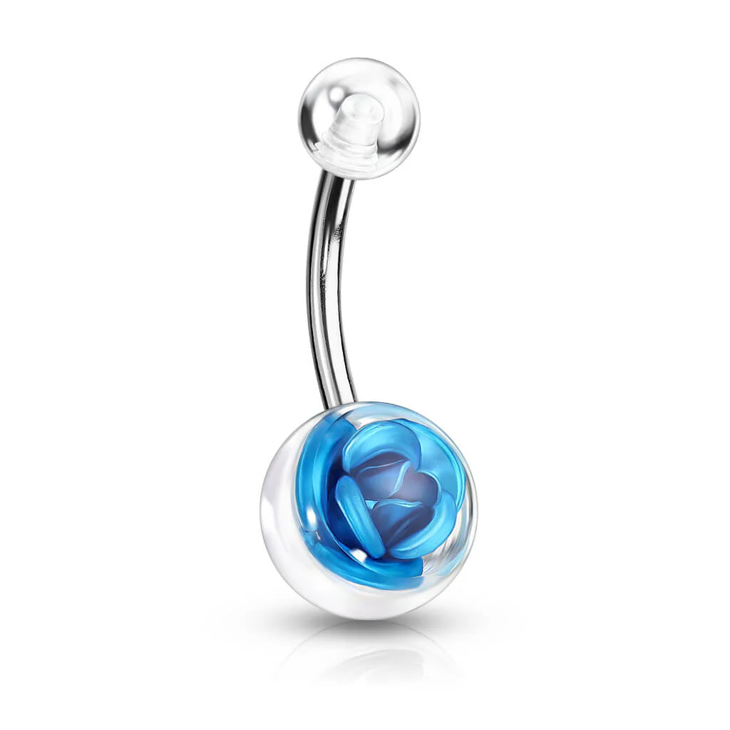 Belly Button Piercing Acrylic Ball Rose Silver - Image 5