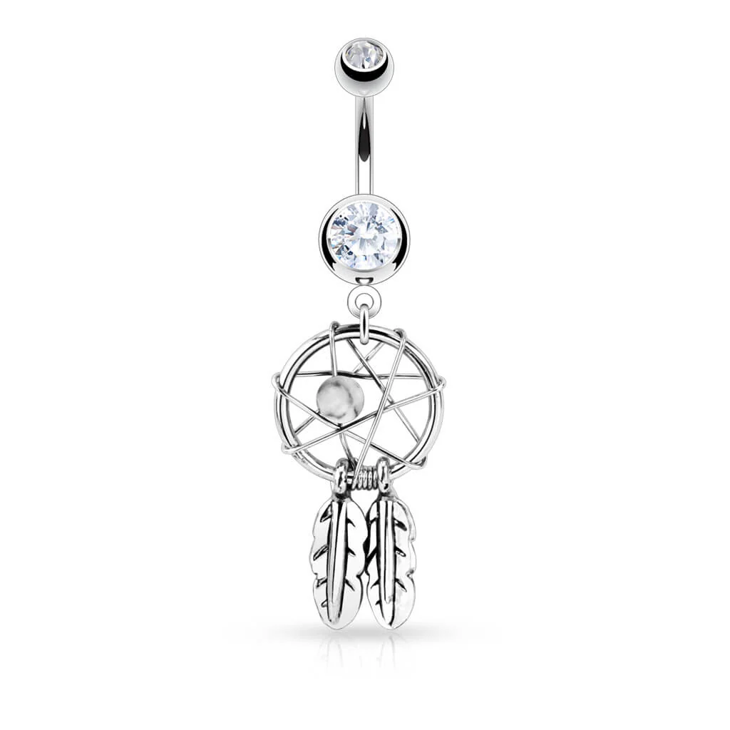 Belly Button Piercing Dream Catcher Silver - Image 2