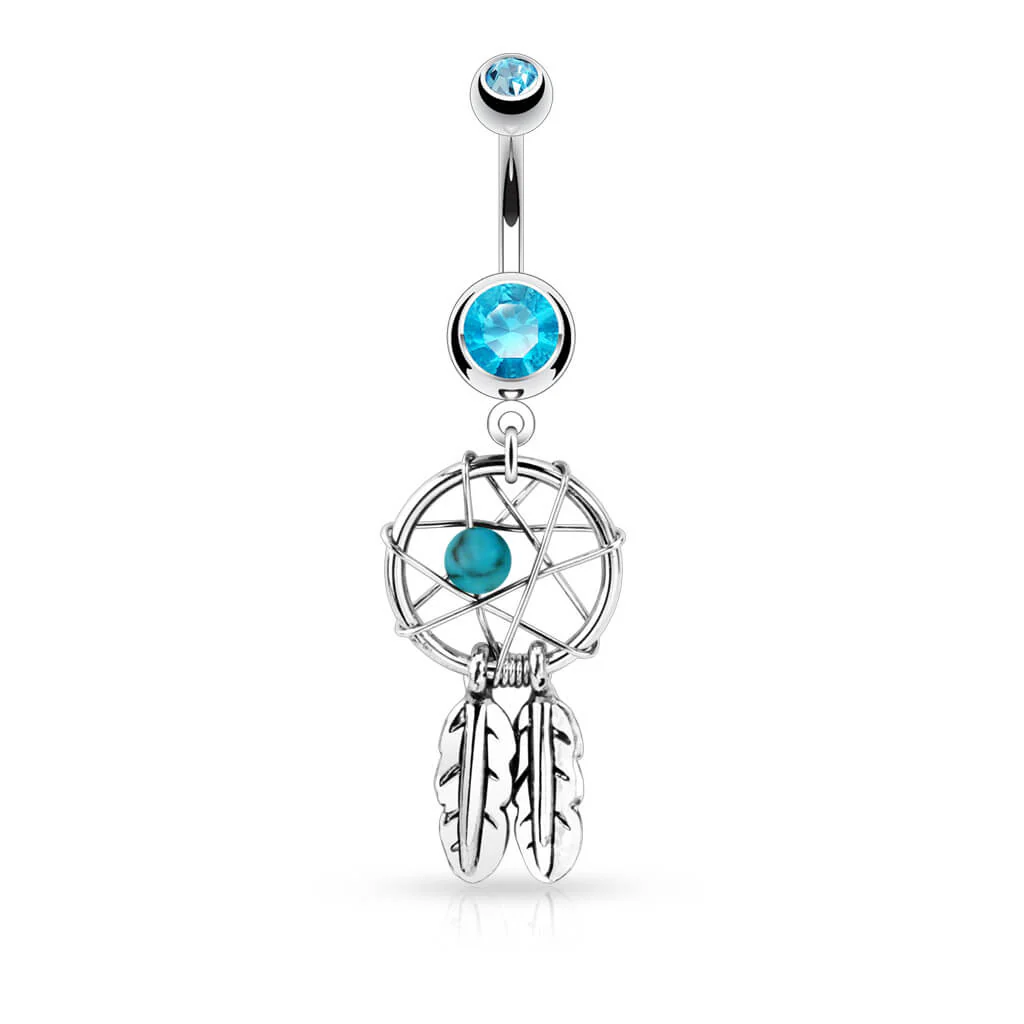 Belly Button Piercing Dream Catcher Silver - Image 5