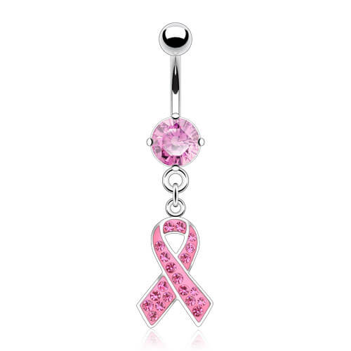 Belly Button Piercing Breast cancer Loop dangle Zirconia - Image 2