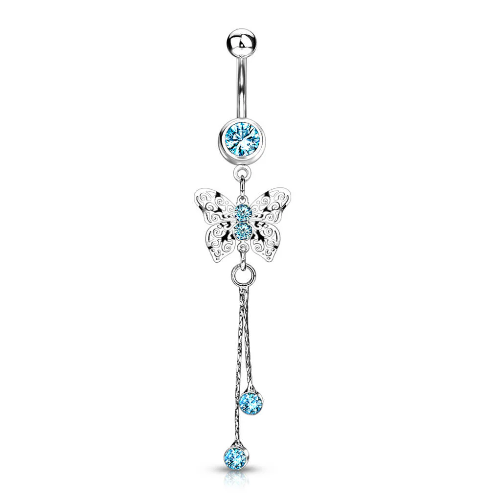Belly Button Piercing Butterfly dangle Zirconia Silver - Image 5