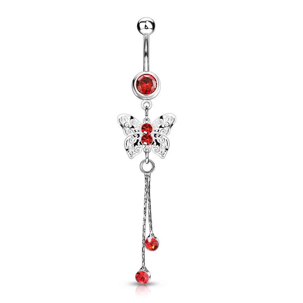 Belly Button Piercing Butterfly dangle Zirconia Silver - Image 6