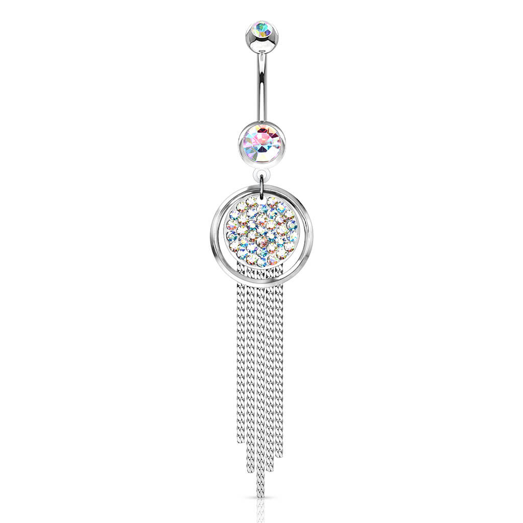 Belly Button Piercing Chains dangle Zirconia Silver - Image 2
