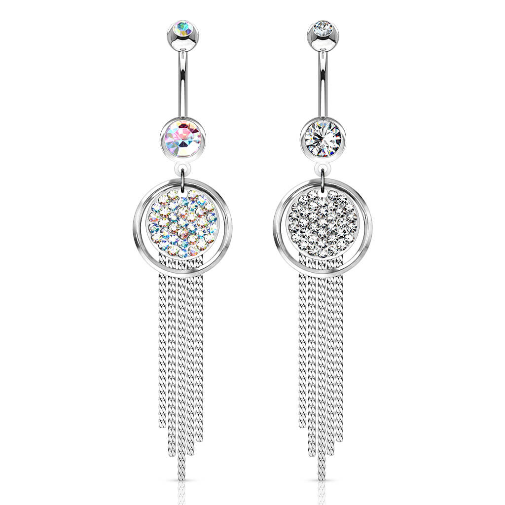 Belly Button Piercing Chains dangle Zirconia Silver - Image 4