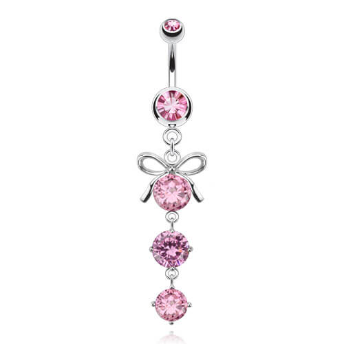 Belly Button Piercing Loop dangle Zirconia Silver - Image 3