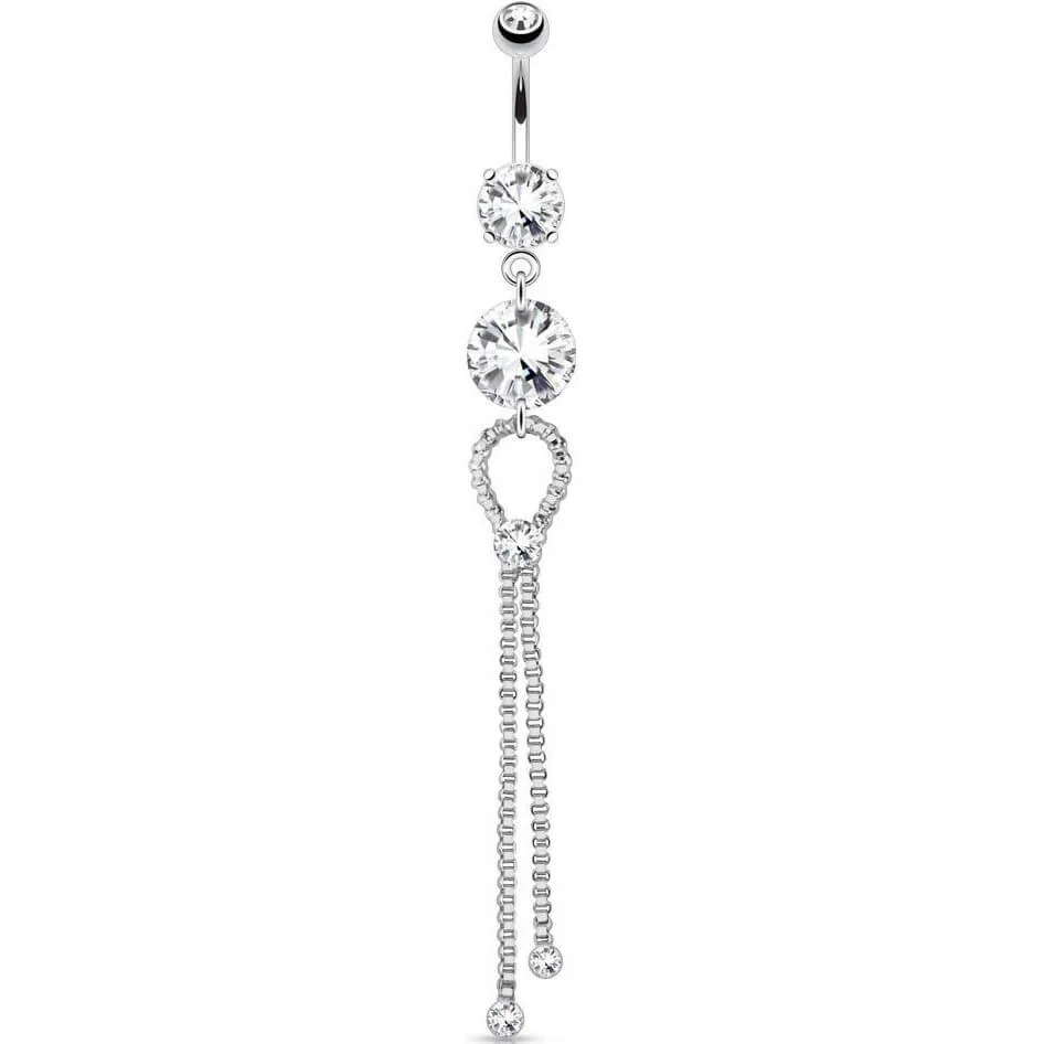 Belly Button Piercing Chains dangle Zirconia Silver