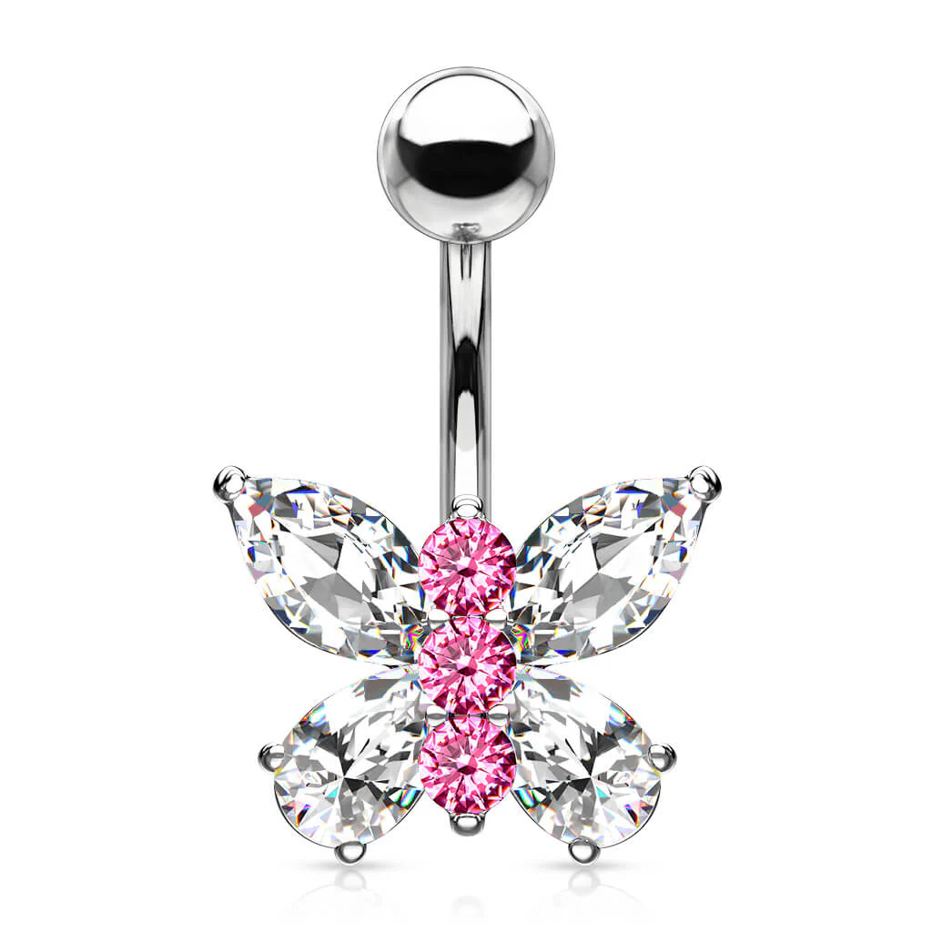 Belly Button Piercing Butterfly Zirconia Silver - Image 2