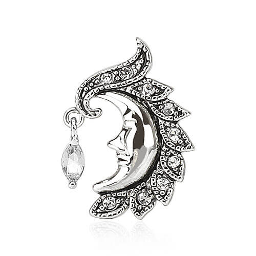 Belly Button Piercing Top Down Moon Zirconia Silver - Image 2