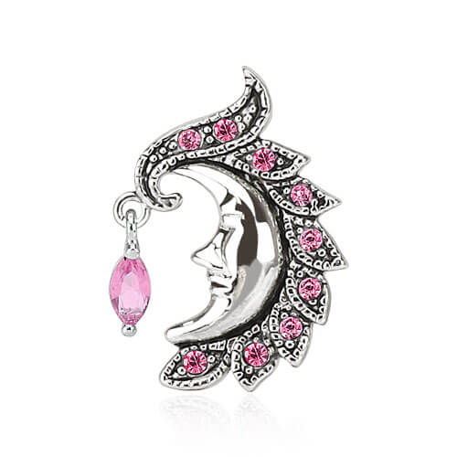 Belly Button Piercing Top Down Moon Zirconia Silver - Image 3