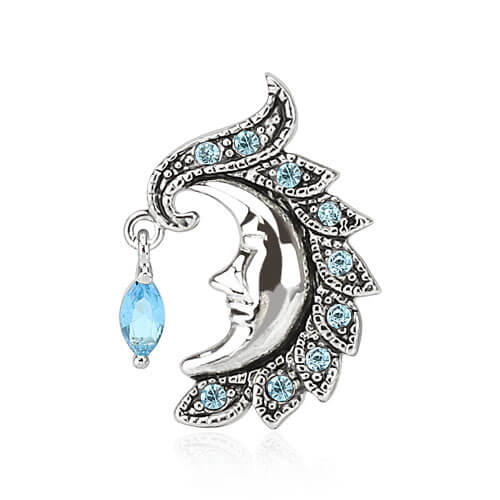 Belly Button Piercing Top Down Moon Zirconia Silver - Image 4