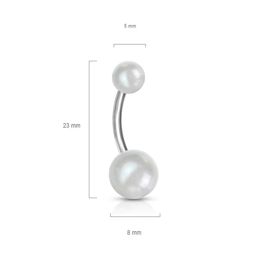 Belly Button Piercing Acrylic Pearlish Look Ball - Image 2