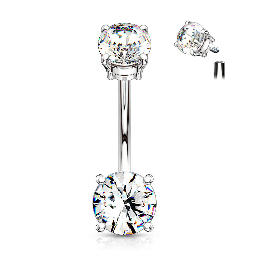 Belly Button Piercing Zirconia Internally Threaded - Image 2