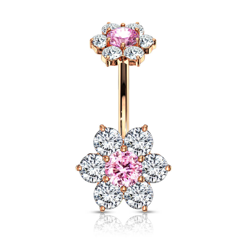 Belly Button Piercing Flower Zirconia Internally Threaded - Image 10