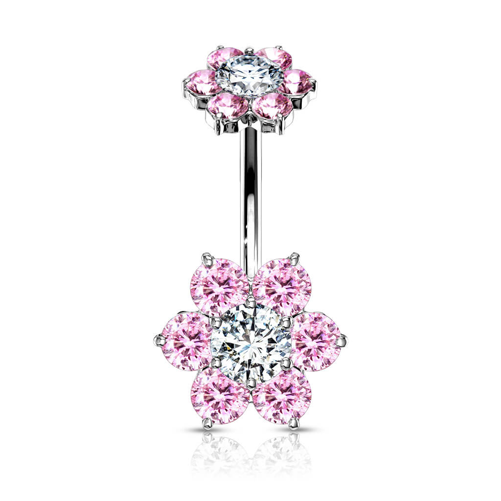Belly Button Piercing Flower Zirconia Internally Threaded - Image 6