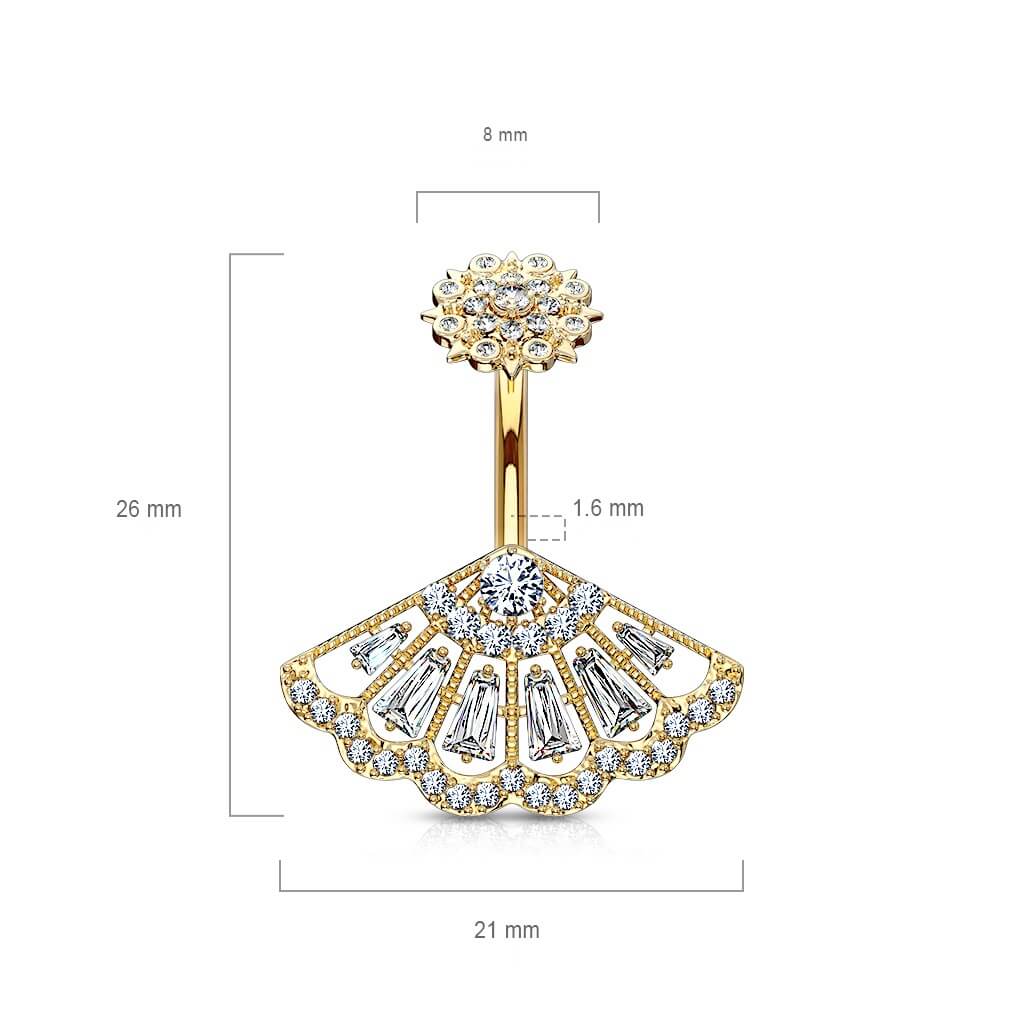 Belly Button Piercing Fan Zirconia Internally Threaded - Image 3