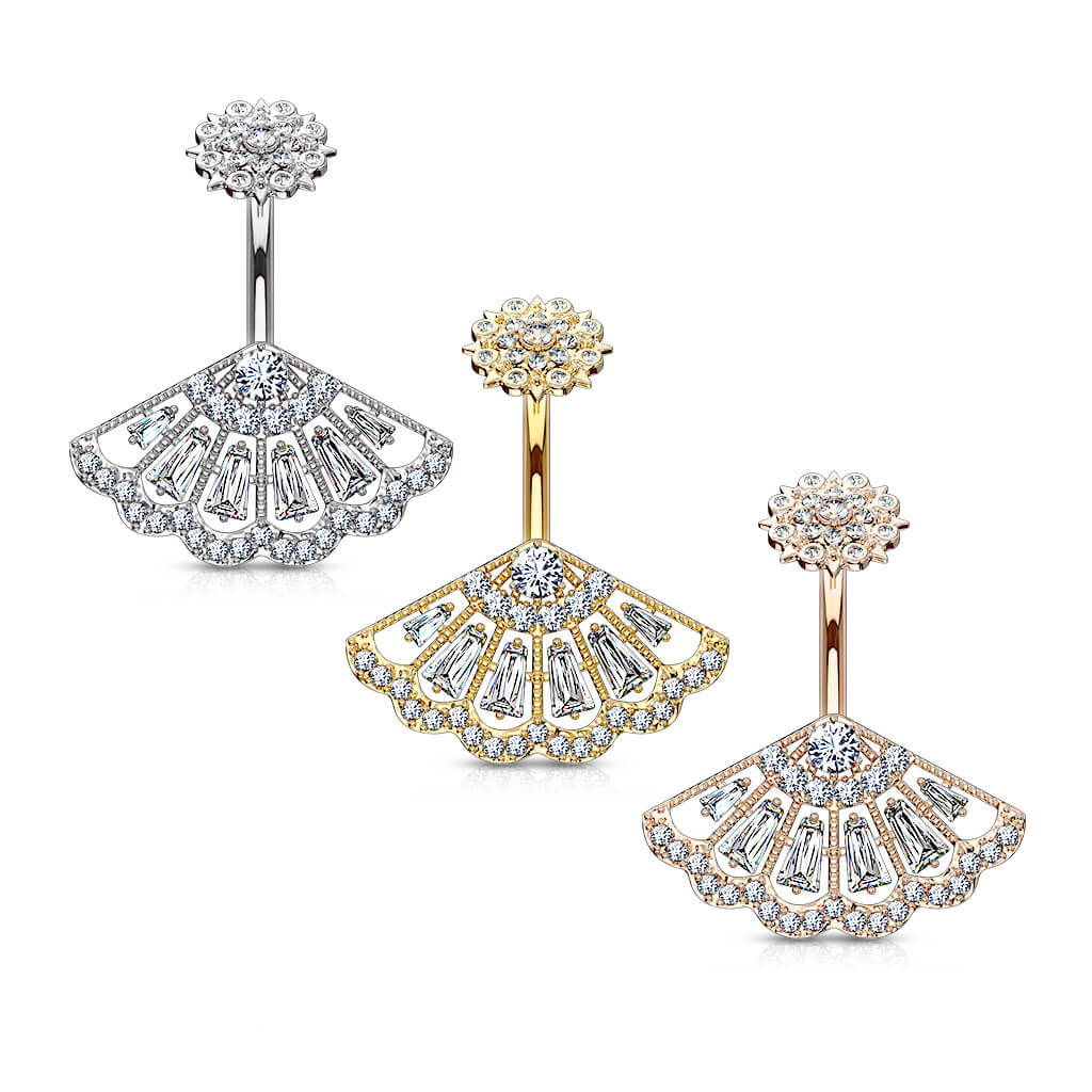 Belly Button Piercing Fan Zirconia Internally Threaded - Image 5