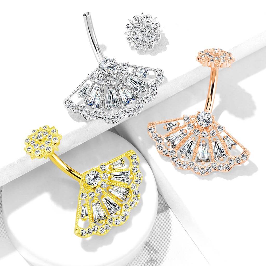 Belly Button Piercing Fan Zirconia Internally Threaded - Image 7