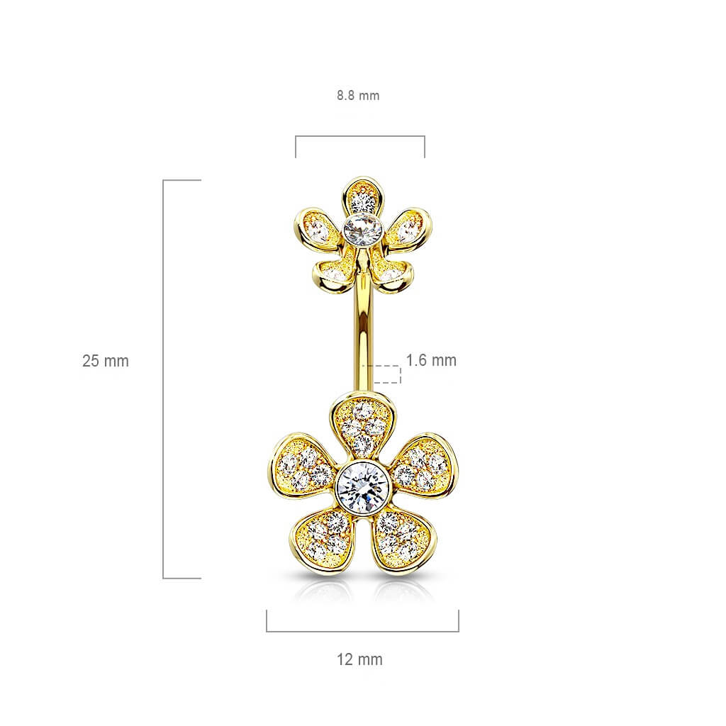 Belly Button Piercing Flower Zirconia Internally Threaded - Image 3