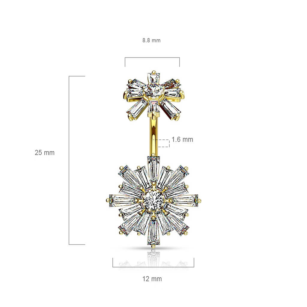 Belly Button Piercing Flower Zirconia Internally Threaded - Image 3