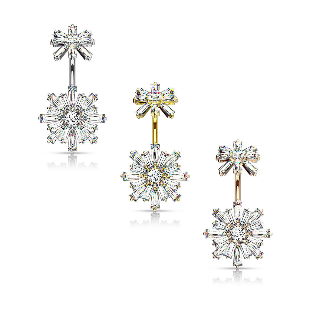 Belly Button Piercing Flower Zirconia Internally Threaded - Image 4