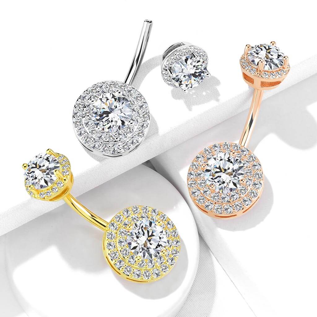 Belly Button Piercing Zirconia Round Internally Threaded - Image 7