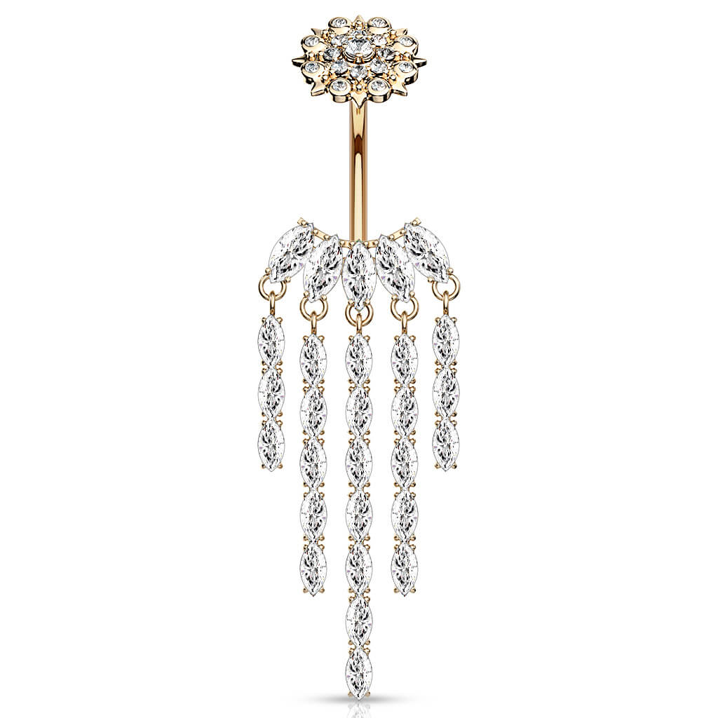 Belly Button Piercing Fan dangle Zirconia Internally Threaded - Image 8