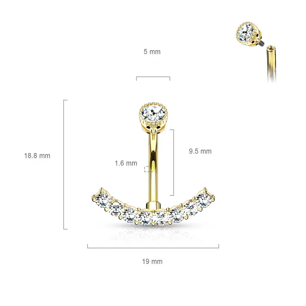 Belly Button Piercing Curved Zirconia Internally Threaded - Image 3