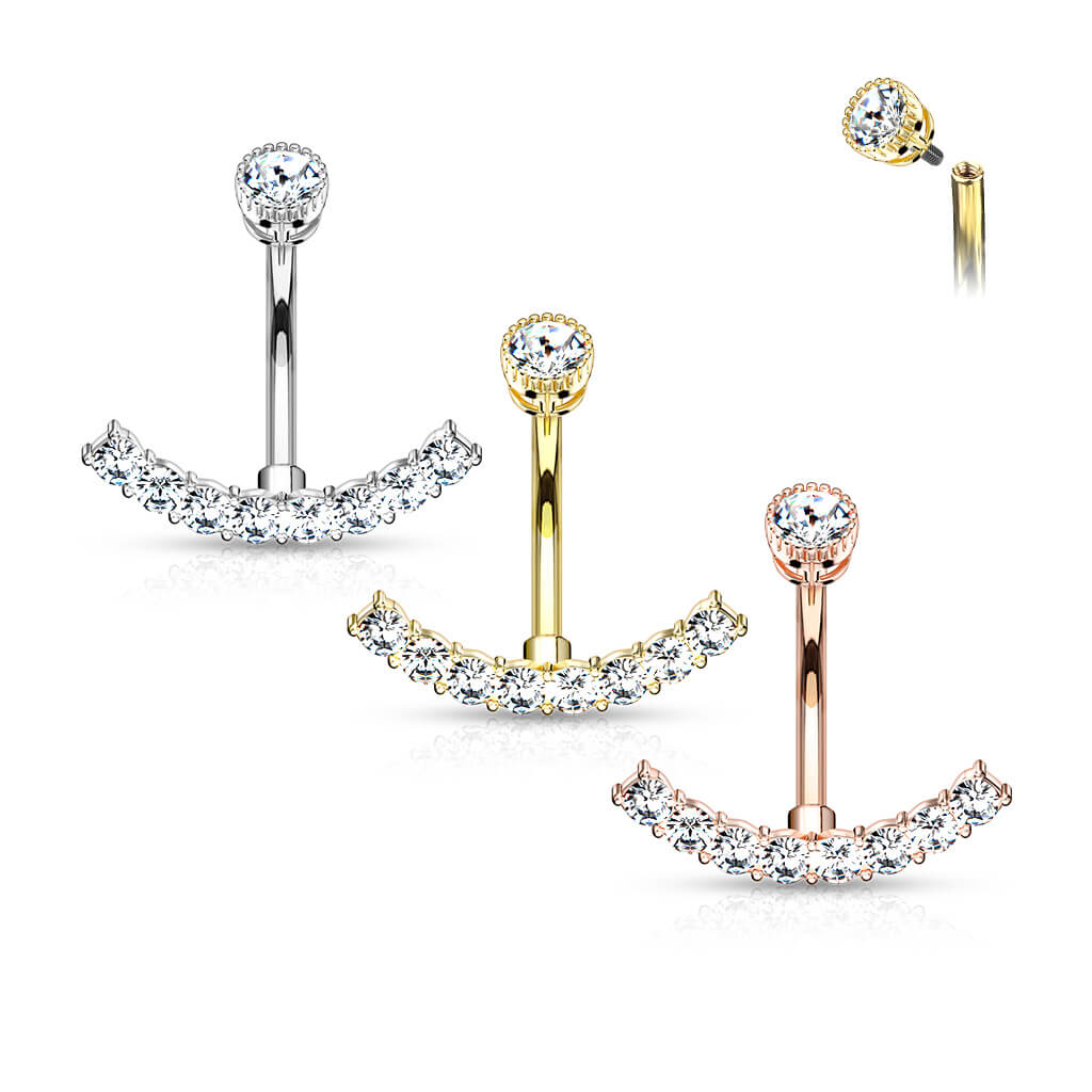Belly Button Piercing Curved Zirconia Internally Threaded - Image 5