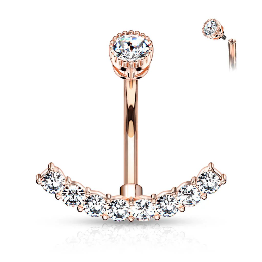 Belly Button Piercing Curved Zirconia Internally Threaded - Image 8