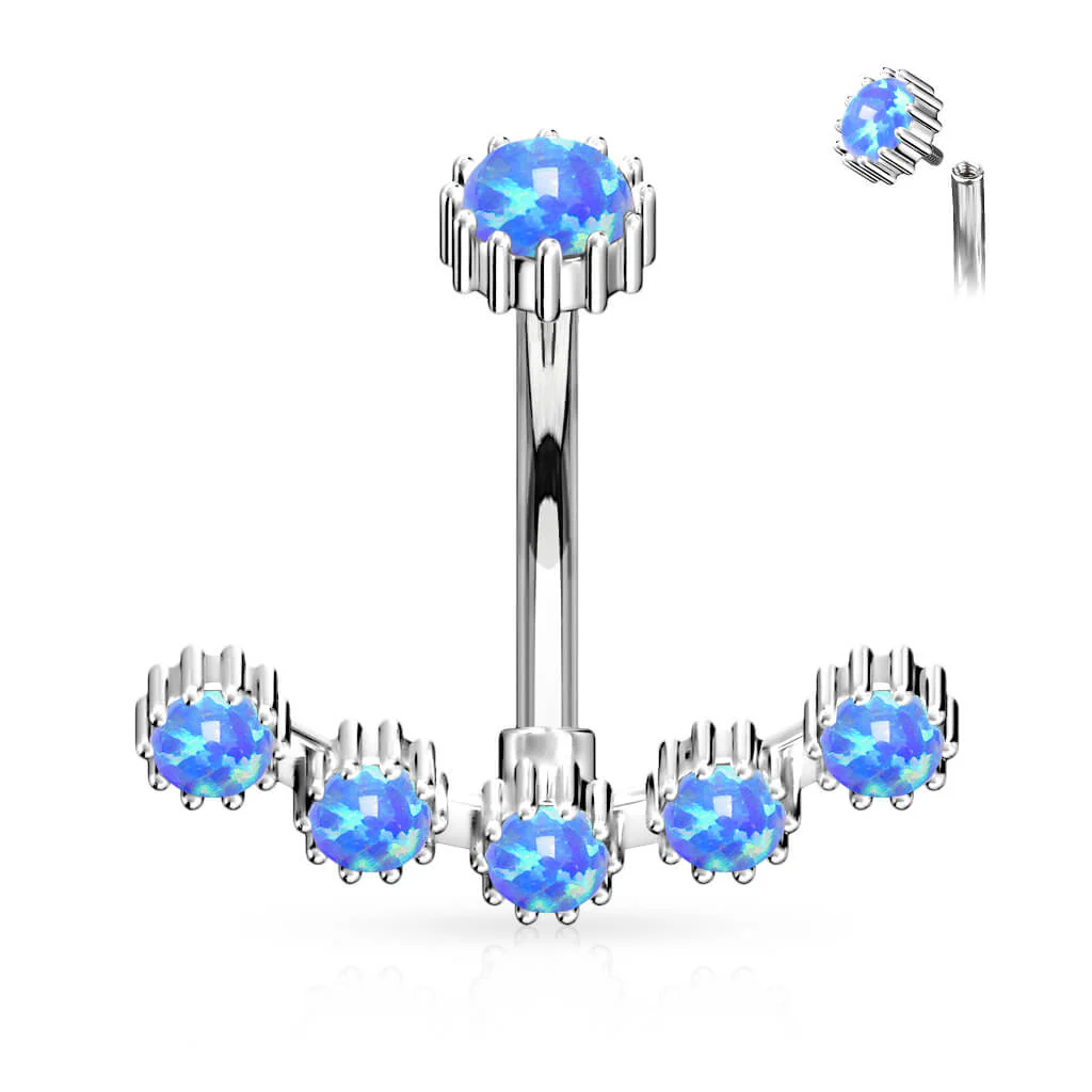 Belly Button Piercing Opal Silver Internally Threaded - Image 2