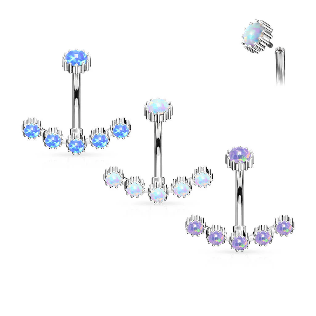 Belly Button Piercing Opal Silver Internally Threaded - Image 5