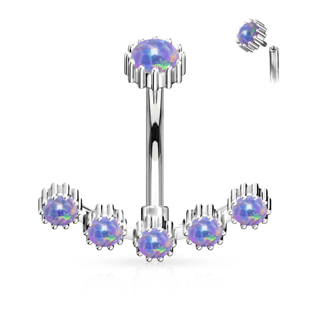 Belly Button Piercing Opal Silver Internally Threaded - Image 6