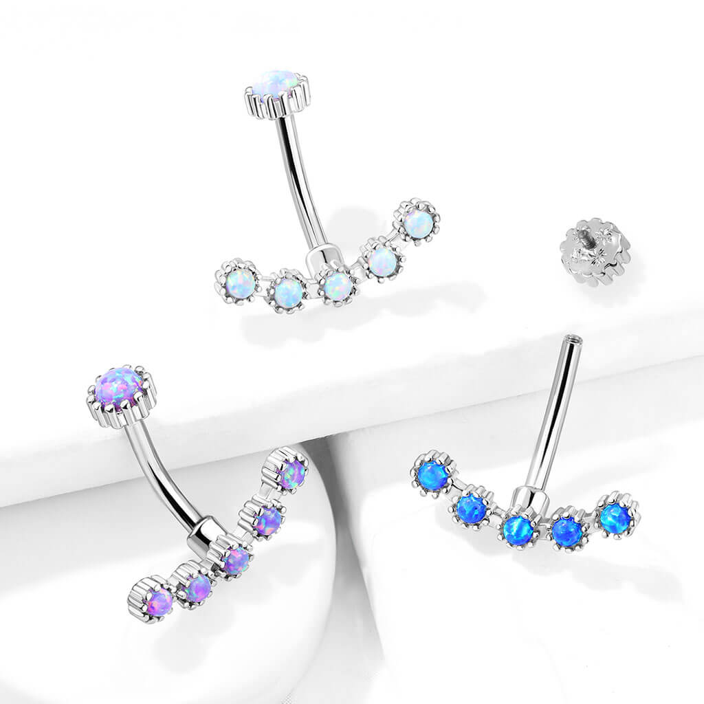 Belly Button Piercing Opal Silver Internally Threaded - Image 8