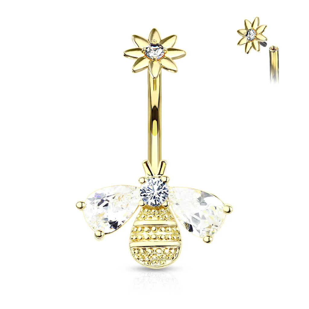 Belly Button Piercing Bee Zirconia Internally Threaded - Image 4
