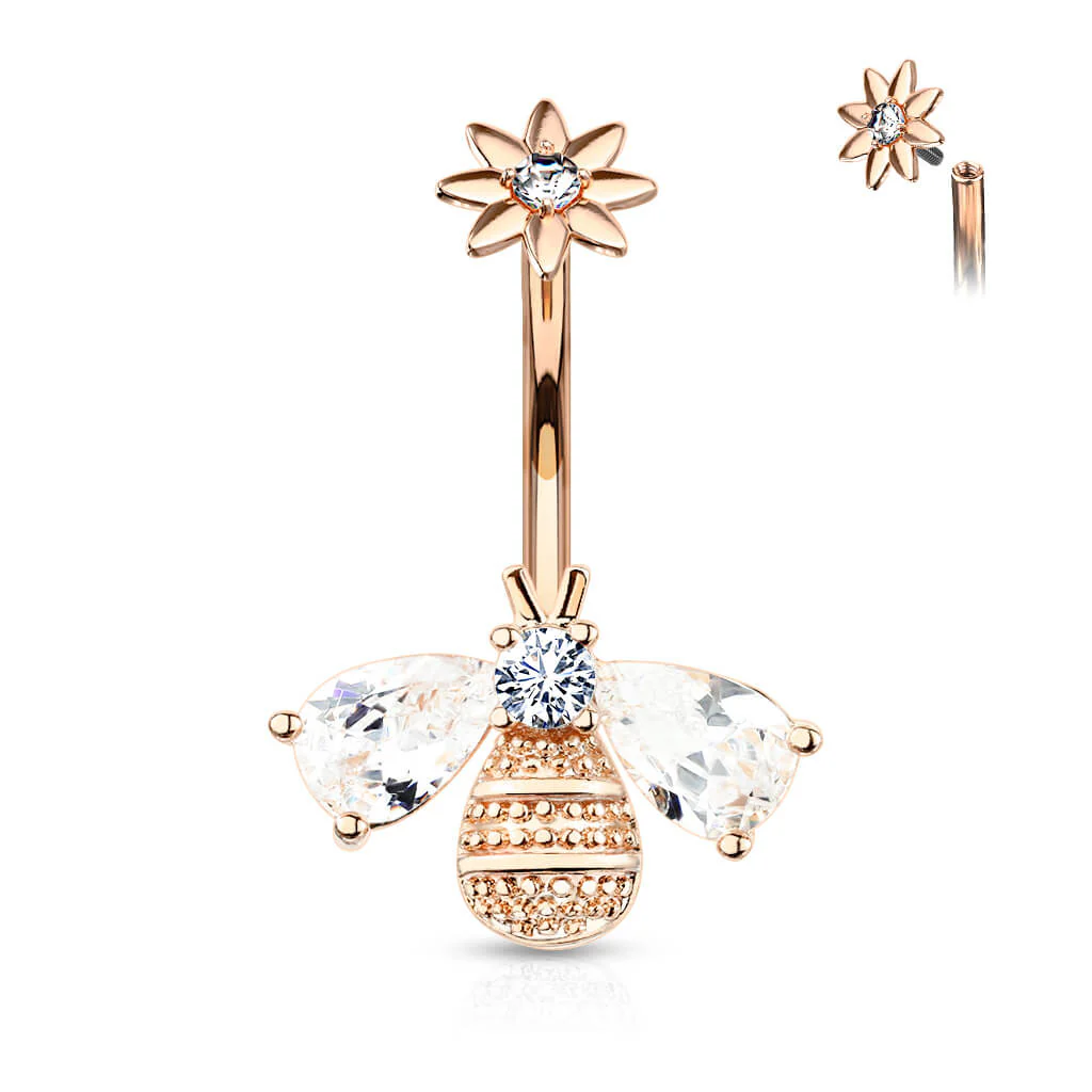Belly Button Piercing Bee Zirconia Internally Threaded - Image 8