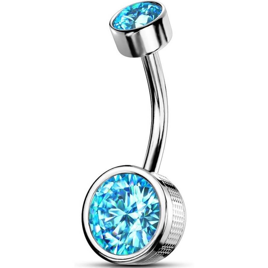 Belly Button Piercing Zirconia Round Internally Threaded