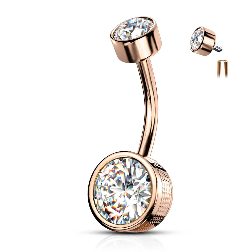 Belly Button Piercing Zirconia Round Internally Threaded - Image 10
