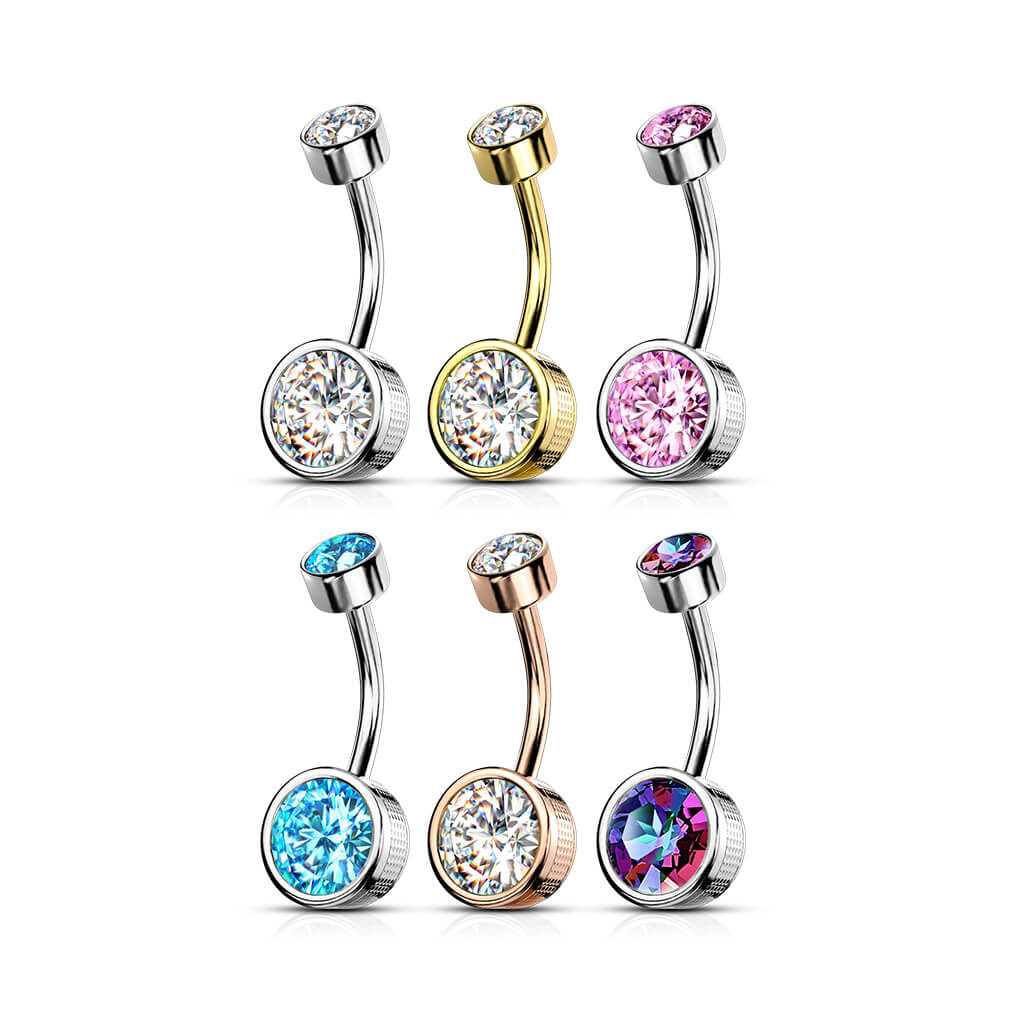 Belly Button Piercing Zirconia Round Internally Threaded - Image 5