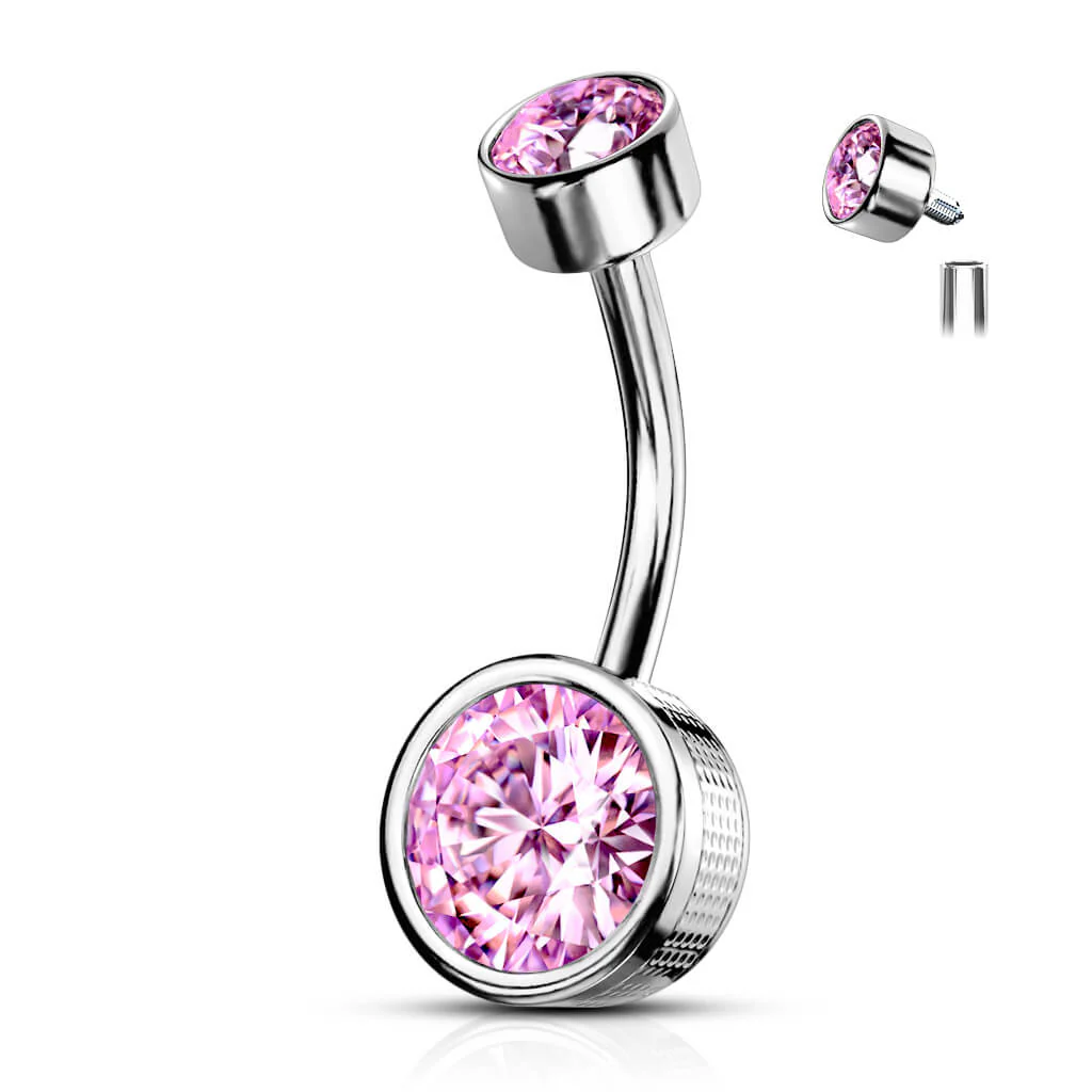 Belly Button Piercing Zirconia Round Internally Threaded - Image 6