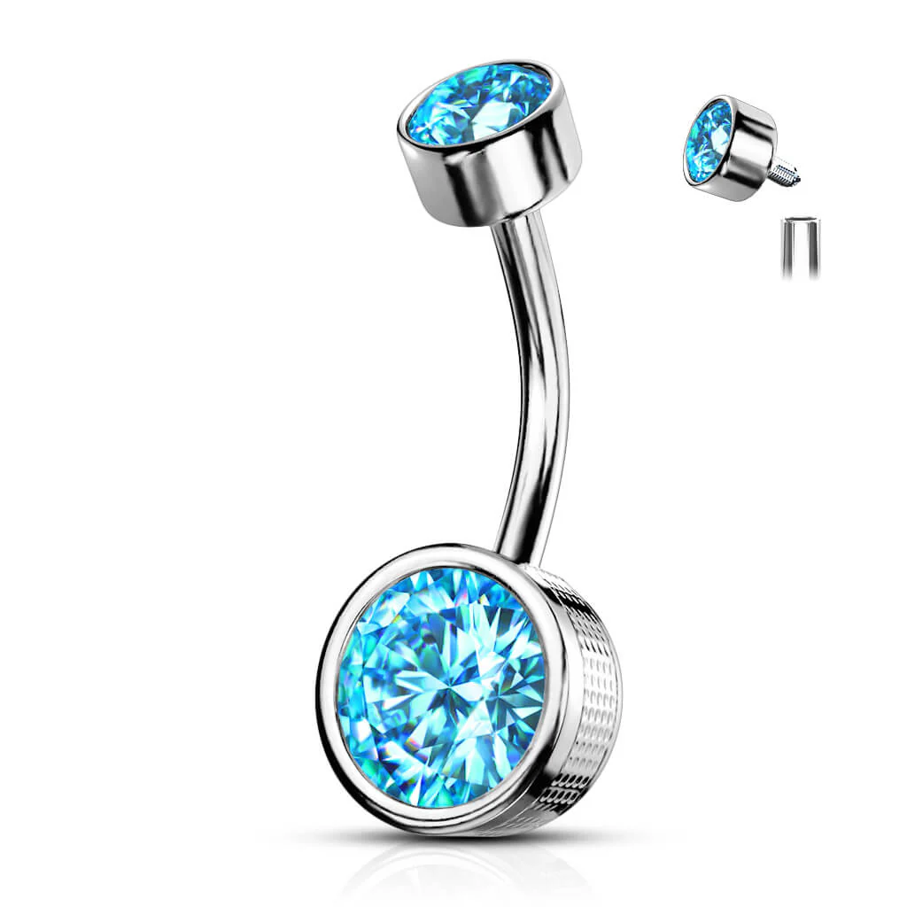 Belly Button Piercing Zirconia Round Internally Threaded - Image 8