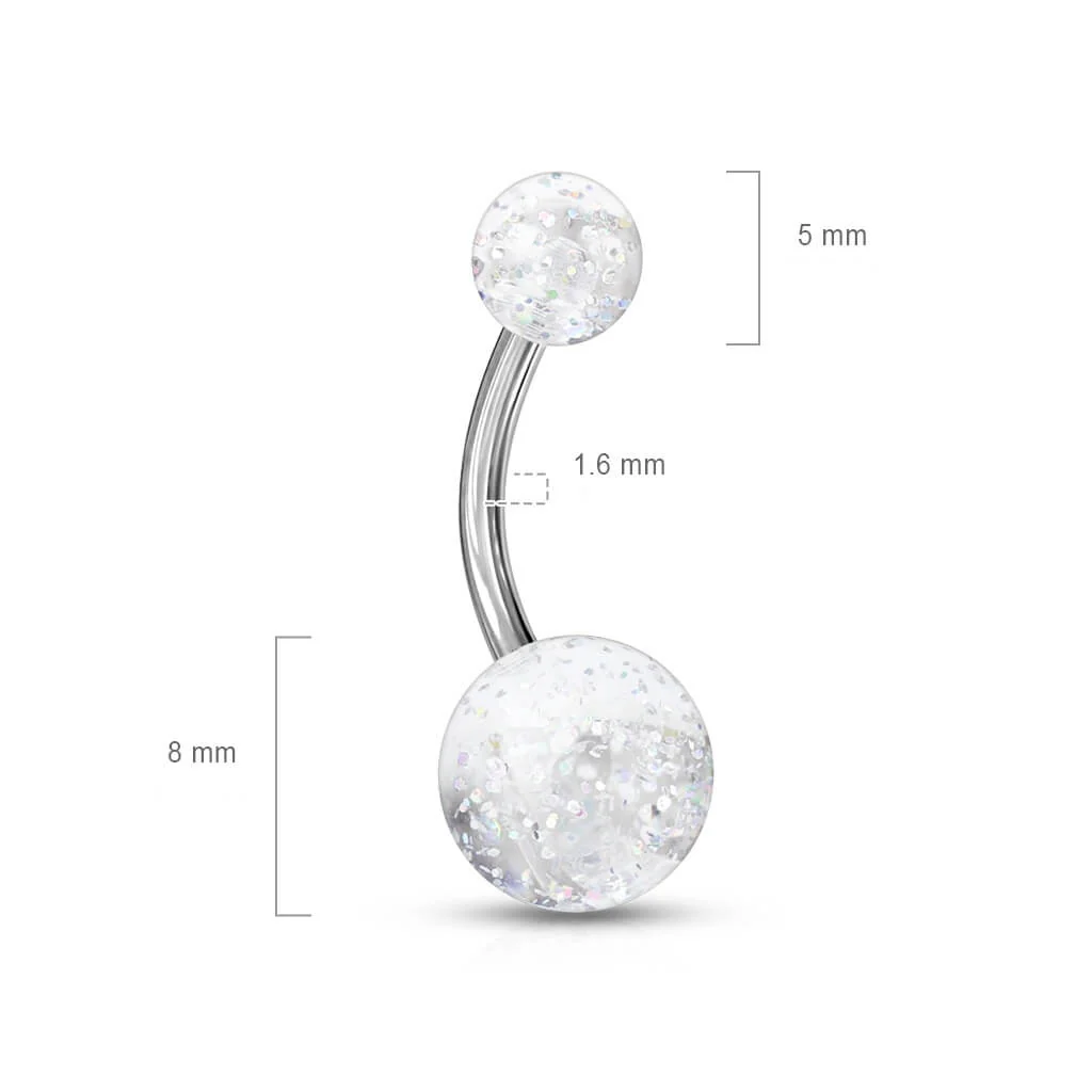 Belly Button Piercing Acrylic Ultra Glitter Ball - Image 2