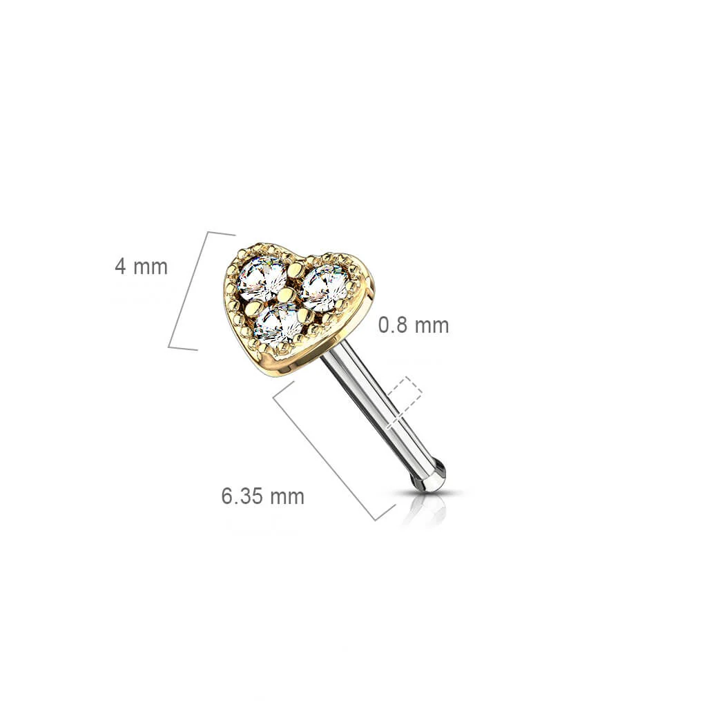 Nose Stud Heart Zirconia - Image 3