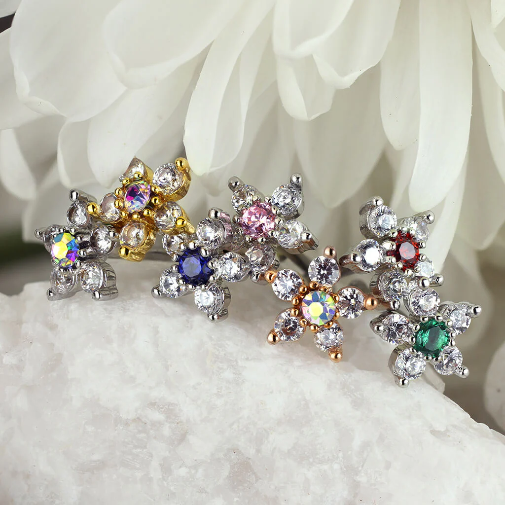 Nose Stud Flower 6 Zirconia - Image 3