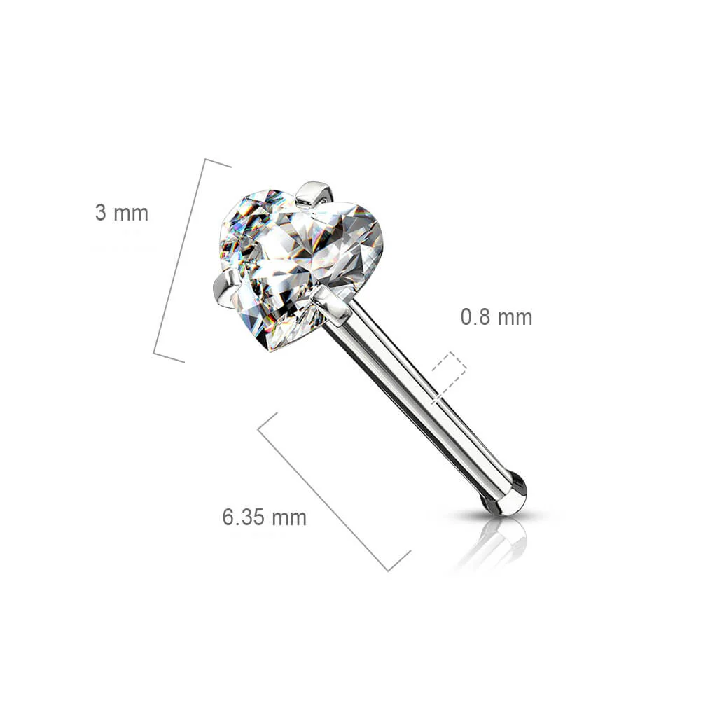 Nose Stud Heart Zirconia - Image 3