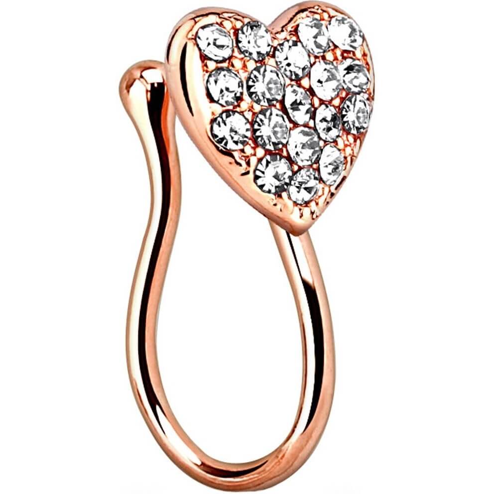 Fake Nose Piercing Heart Zirconia Bendable