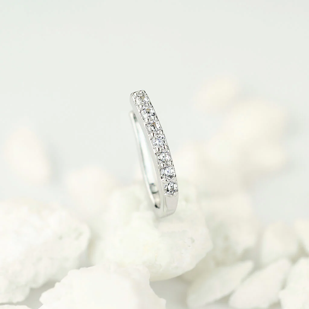 Fake Nose Piercing Line Zirconia Silver Bendable - Image 5