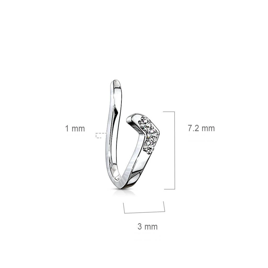 Fake Nose Piercing Line Zirconia Silver Bendable - Image 3