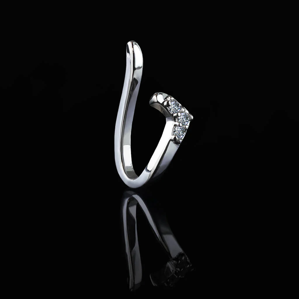 Fake Nose Piercing Line Zirconia Silver Bendable - Image 4